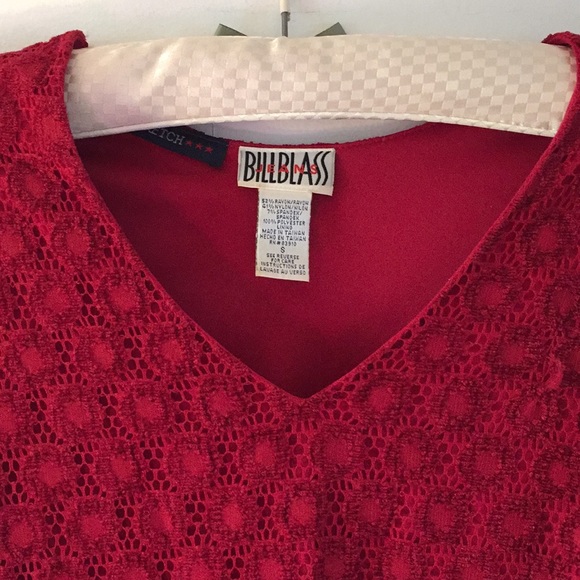 Vintage Bill Blass stretch knit red lace top - Picture 2 of 8